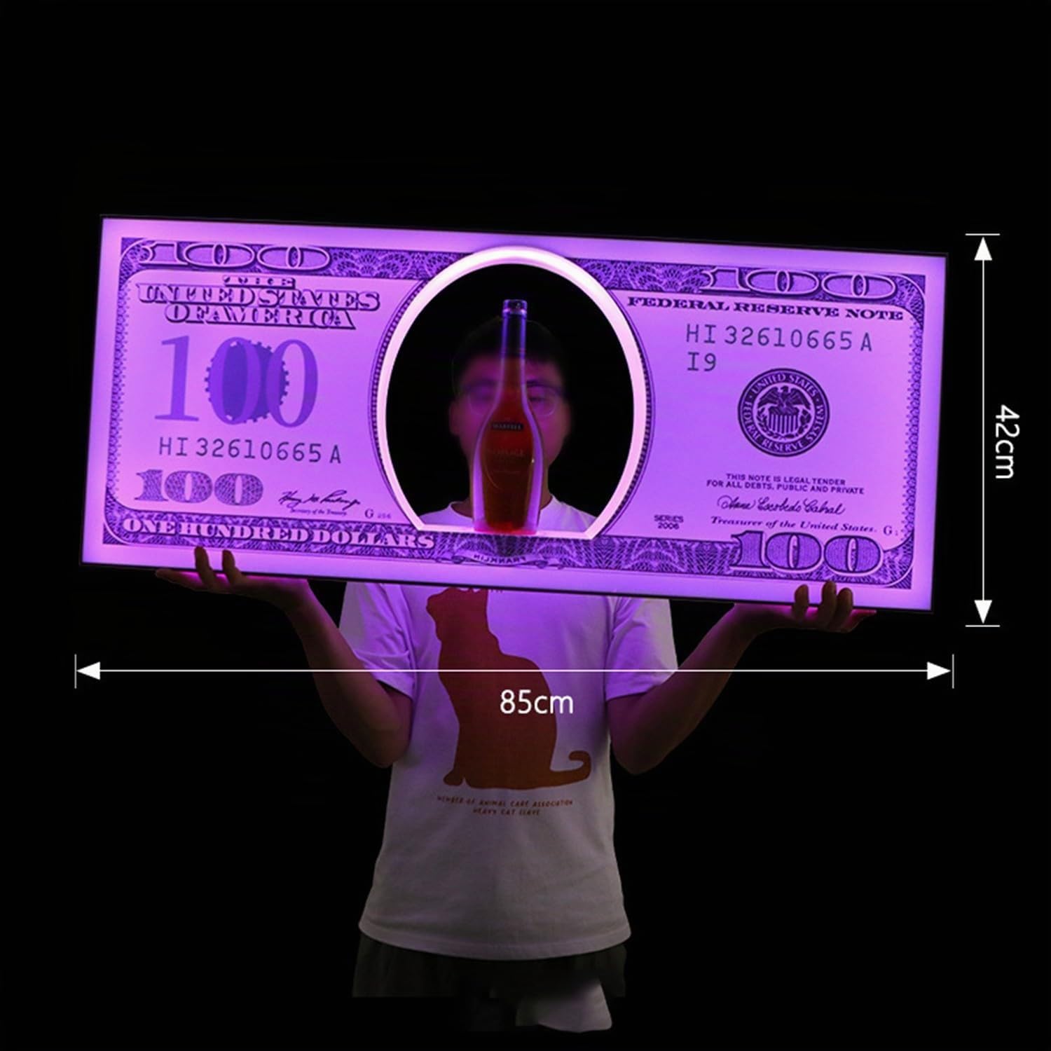 Portabottiglie Luminoso A LED, Espositore Per Bottiglie Di Vino Con Dollaro Luminoso, Porta Vino Da Cocktail Bar Commerciale/Discoteca/Villa/Festa Privata 85 * 42cm