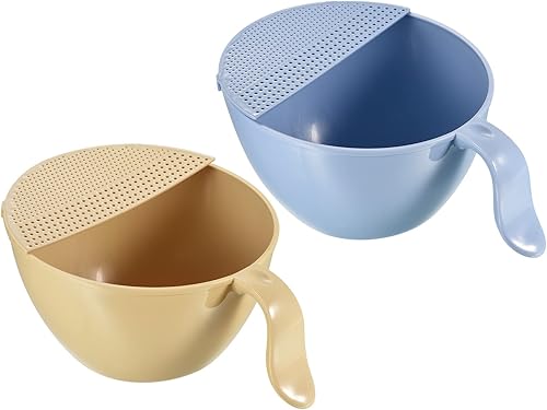 CASA -J Colador de arroz, cuenco de lavado de arroz, 2 piezas, colador de cocina, colador, cesta de drenaje, coladores de lavado para limpieza de