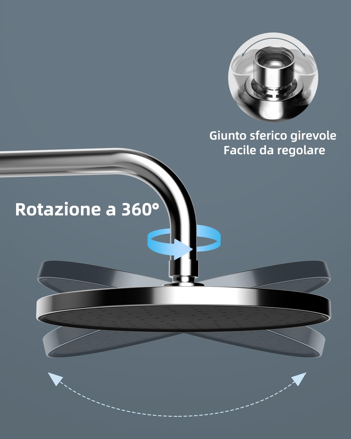 Hibbent Soffione Doccia a Pioggia Autopulente 10 Pollici Fisso con Alta Pressione Cromo