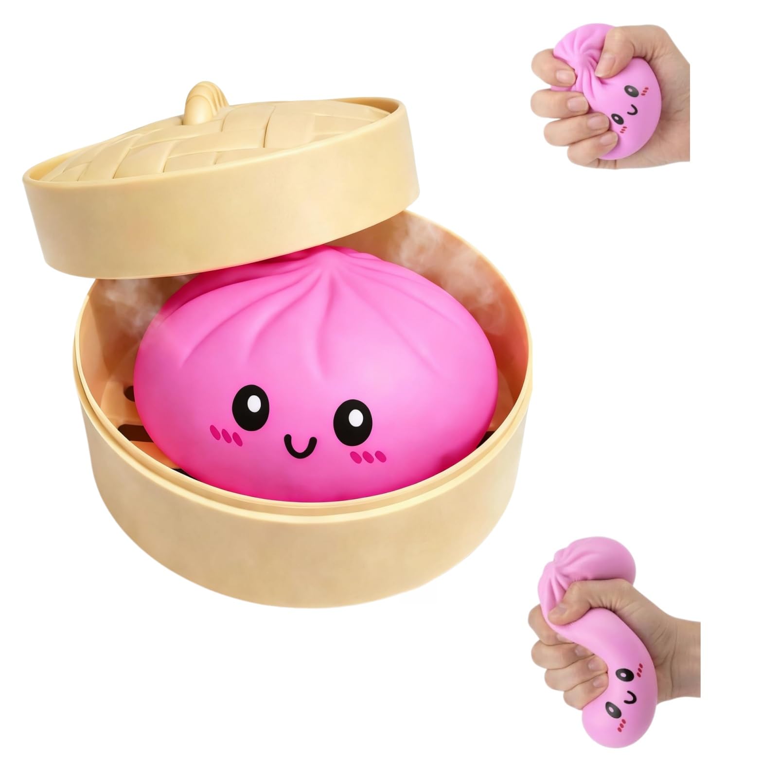 Giant Glitter Dumpling, Blue Giant Squishy Dumpling Stress Toy Cute Steamer Bun Design Stress & Anxiety Relief Squishy Dumplings Toys (Pink)