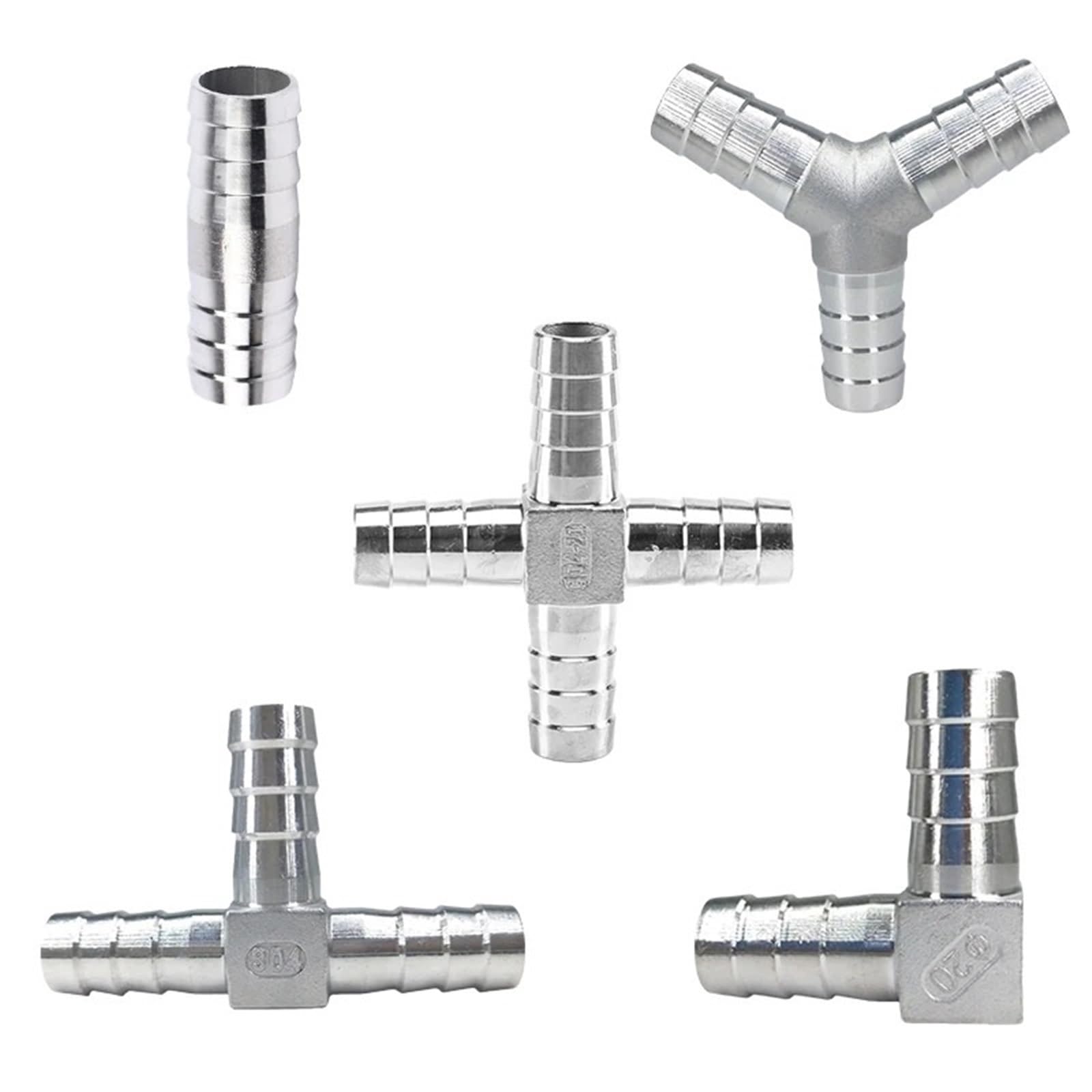 AARTERZZA Hose 304 Stainless Steel Hose Tail Connectors 6mm-12mm T Type Y Type Pipe Fitting Tail Connector(L Elbow,38mm) Pipe Fitting