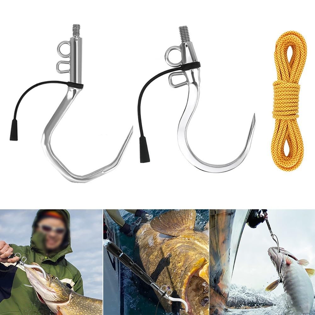 Gancio in acciaio inox 304 per pesca in acqua salata con corda da 6 m per uso in barca, 19,5 cm