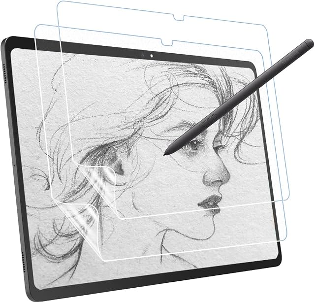 MoKo PET Matte Screen Protector for Samsung Galaxy Tab S8+ 2022/Tab S7 FE/Tab S7+ 12.4", [Paper-Feeling Film Writing for S-Pen] 5G Tablet Anti-Glare PET Film, 2-Pack Case-Friendly Screen Protector