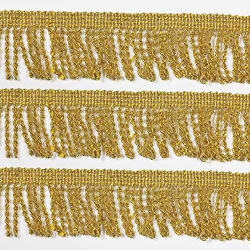 YYCRAFT Fransenborte Mit Quasten – 9,1 M Lang, 15,2 Cm Breit, Gold, Für Nähen & Deko