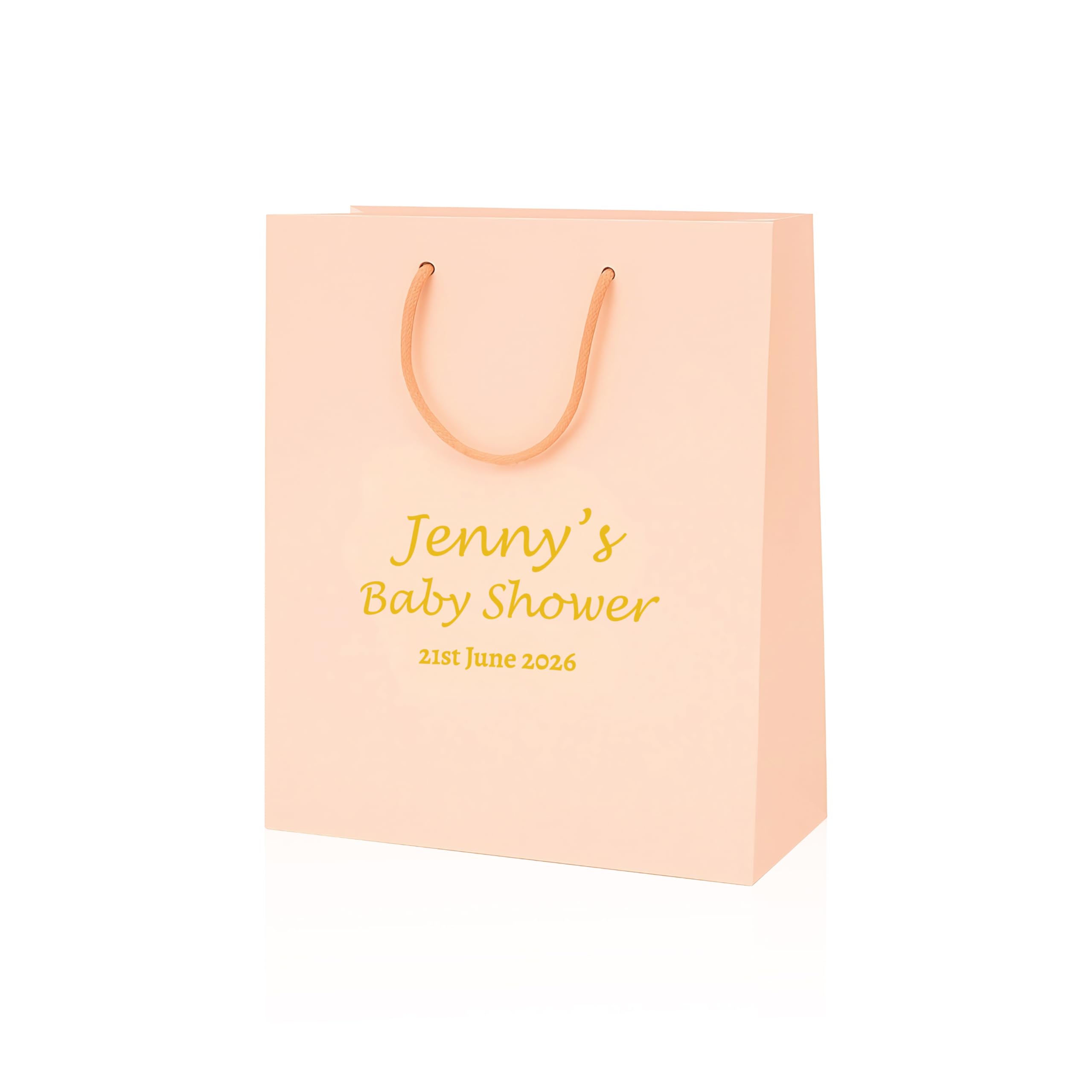 COOKIES AND KOALAS Personalised Foil Baby Shower Bag Gift – Small 20×24×10 cm – Pink – Custom Name & Message – Luxury Baby Shower Party Favour Bag with Gold or Silver Foil Print
