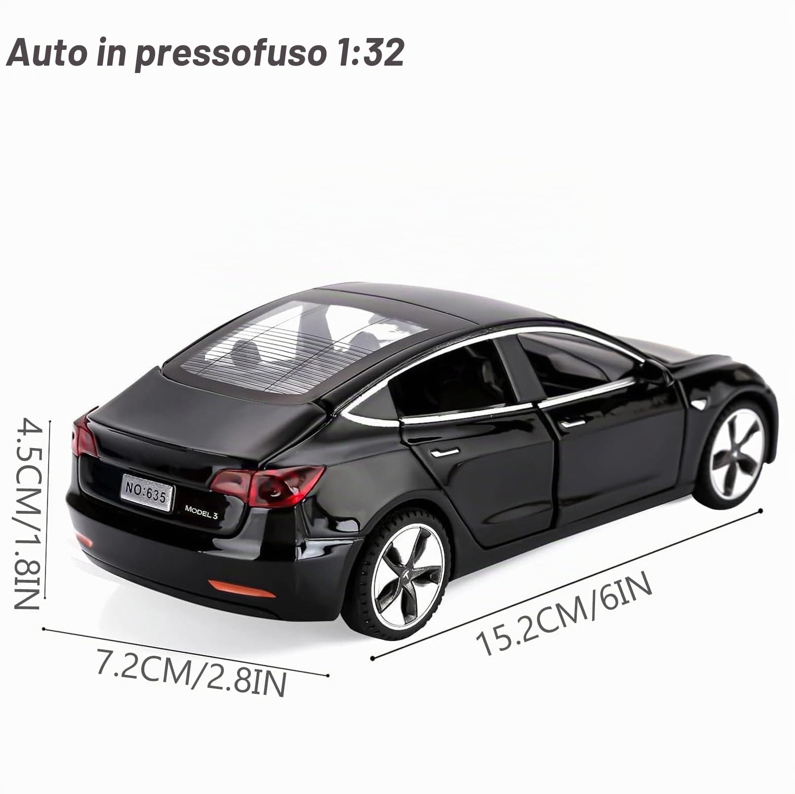 Tesla Model 3 1:32 Modellino Macchinina con Luce e Musica, Funzione Pull-Back, Lega Pressofusa, Ideale per Bambini dai 3 anni e Collezionisti (Bianco)