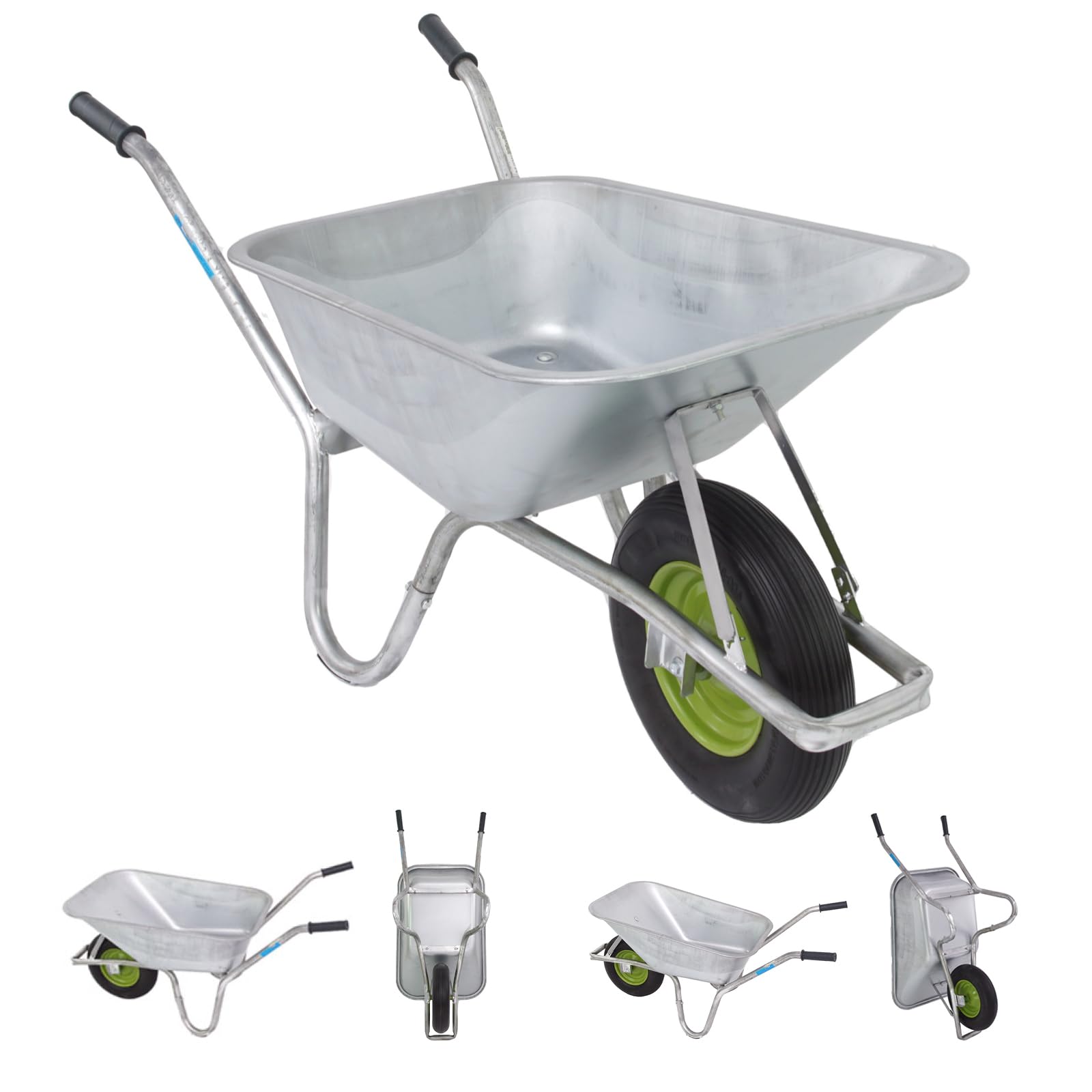 TRUTZHOLM Profi Schubkarre 100L 250 kg Traglast Vollgummirad 4.00-8 mit Stahlfelge Kugellager Schiebetruhe für Garten und Baustelle robust langlebig extra stabiles Chassis