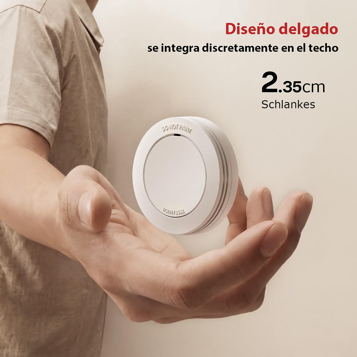 Safeliveo Detector de Humo,Alarma de Incendio autónoma, batería de 10 años, sin LED Intermitente, función de Silencio, 85 dB, con Almohadillas Adhesivas, Conforme a EN 14604, 3 Piezas — view 3