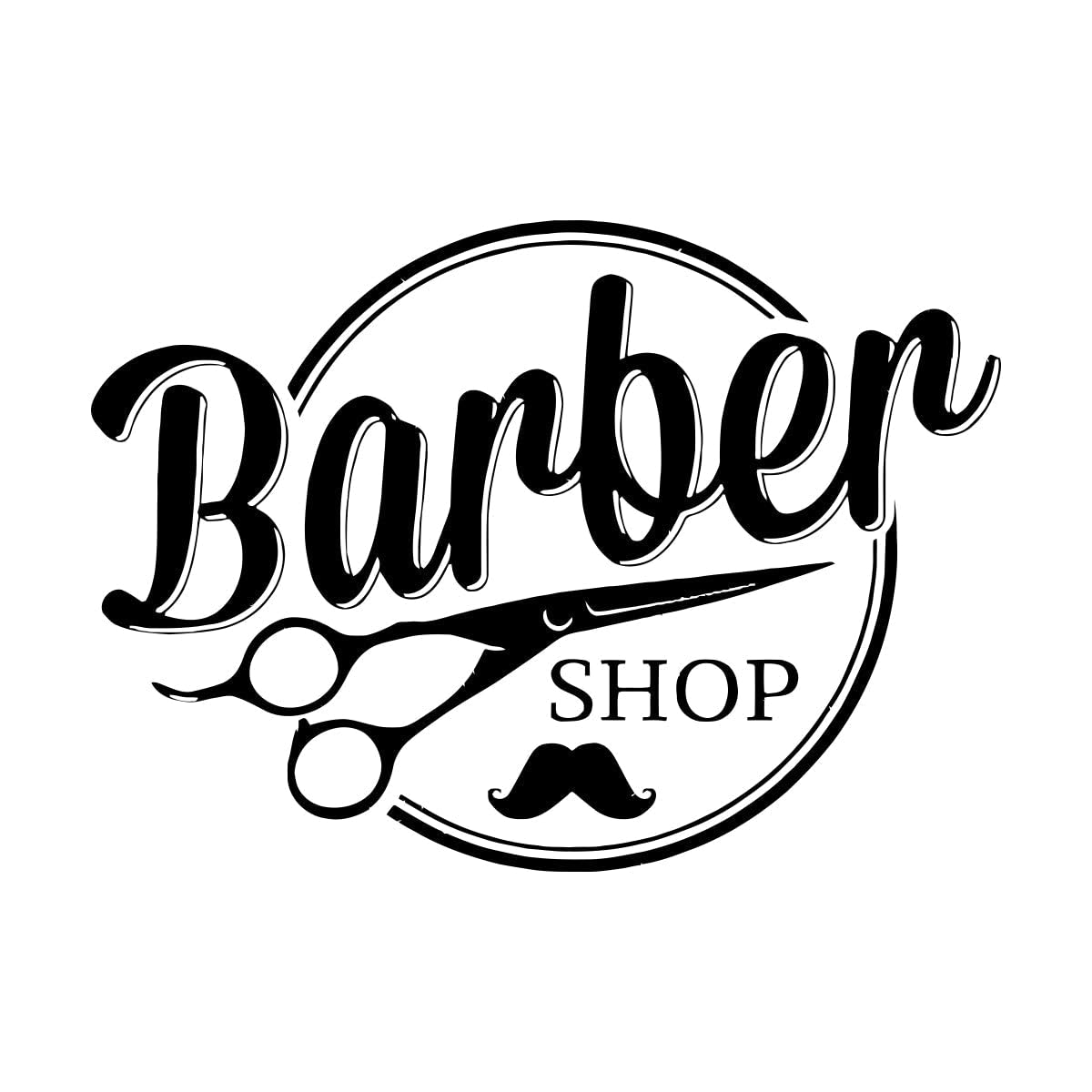 Lzhouting Wall Stickers 3299 Wall Stiker Scissor Beauty Salon Wall Decal Removable Barber Shop Window Decal Hairdresser Mustache Design Wall Art Mural Small - 32X42cm
