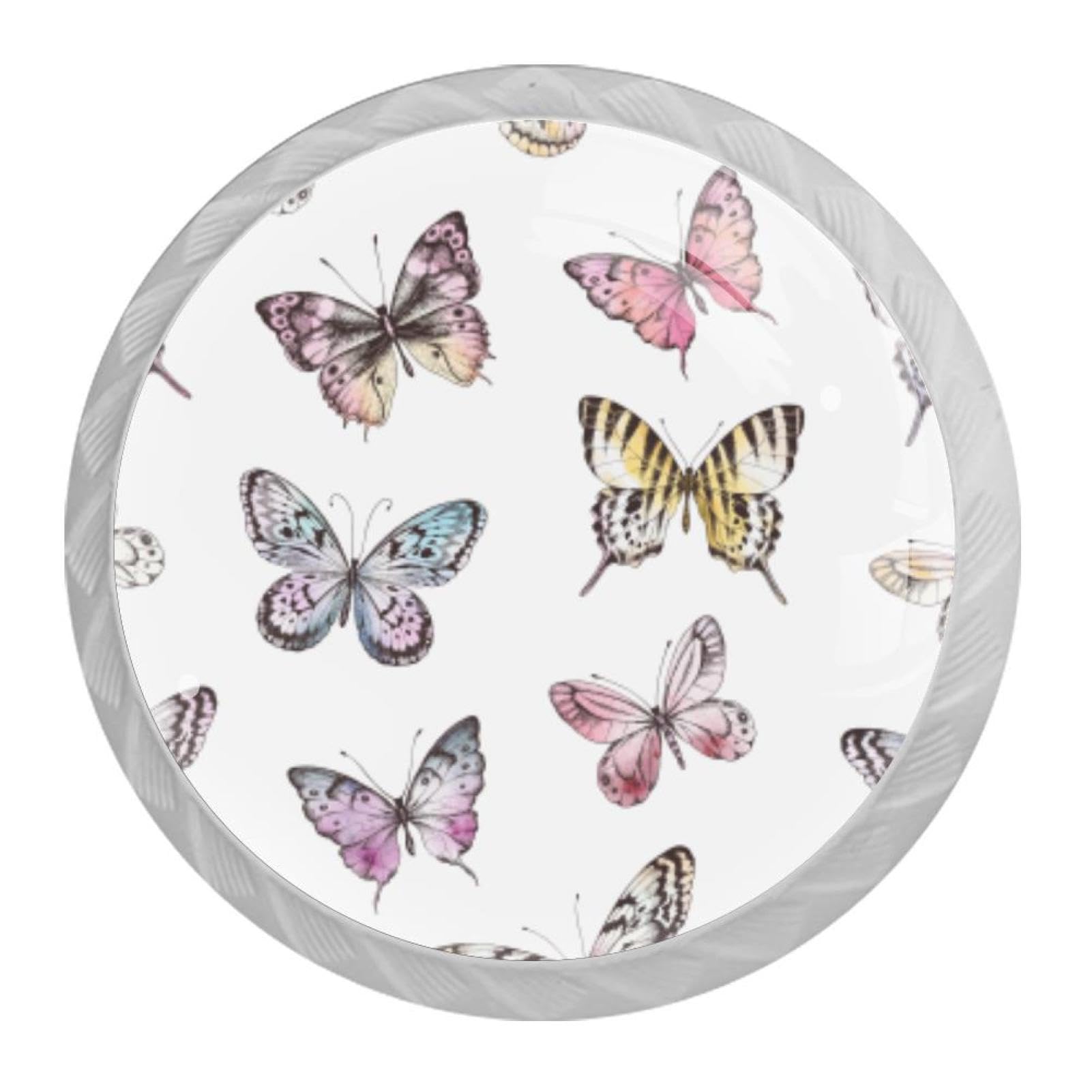Tqmspg 4 Pieces Drawer Pulls Butterflies Door Knobs Dresser Handles for Kitchen Wardrobe Cupboard Hardware Furniture