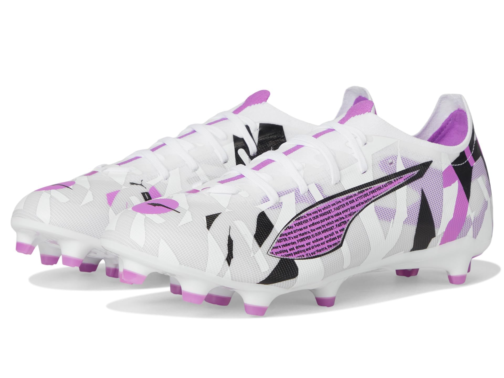 PUMA Men's Ultra 5 Match Firm, Artificial Ground Soccer Cleats Sneaker, White/Pure Magenta/Feather Gray Black, 7.5