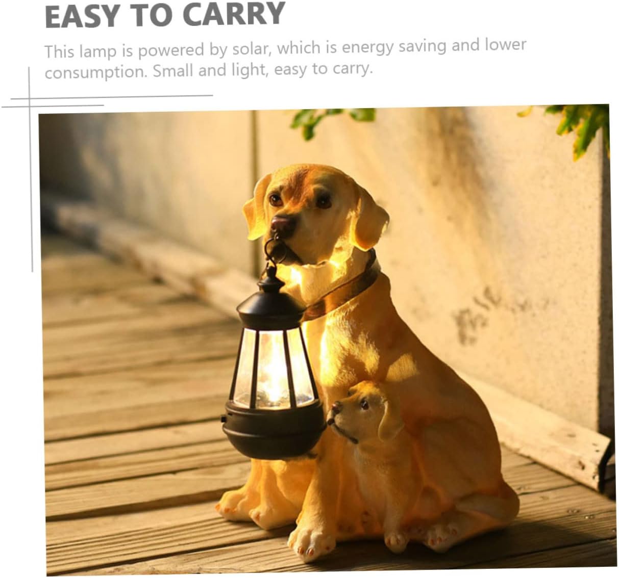 SUPVOX Solar Powered Dog Shaped Resin Garden Light Outdoor Lawn Ornament Puppy Statue Decorative Adornment for Patio Pathway