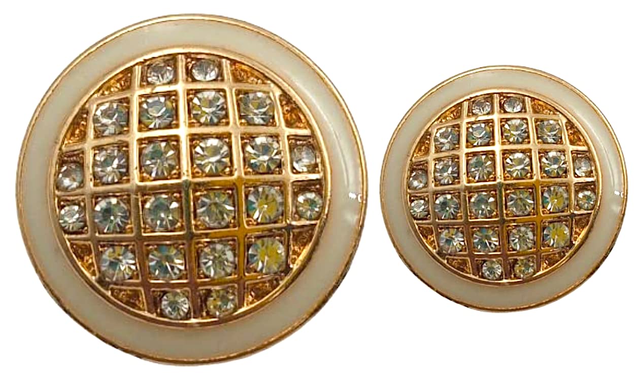 Ani accessories Pack of 16 8 Big and 8 Small Classic Enameled Crystal Rhinestone Metal Button for Coat Blazer Suit, Sherwani and Indian Dresses Sports Coat Size (30L & 34L) (Skin)-picture-46