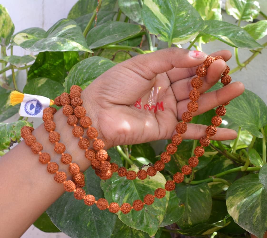 Rudraksha Japa Mala 8mm 108 Beads with Japa Bag (Pack of 2) | Natural Rudraksha Prayer Mala for Meditation, Yoga & Chanting | Hindu Spiritual Rosary Necklace for Men & Women | Pooja & Gift Set