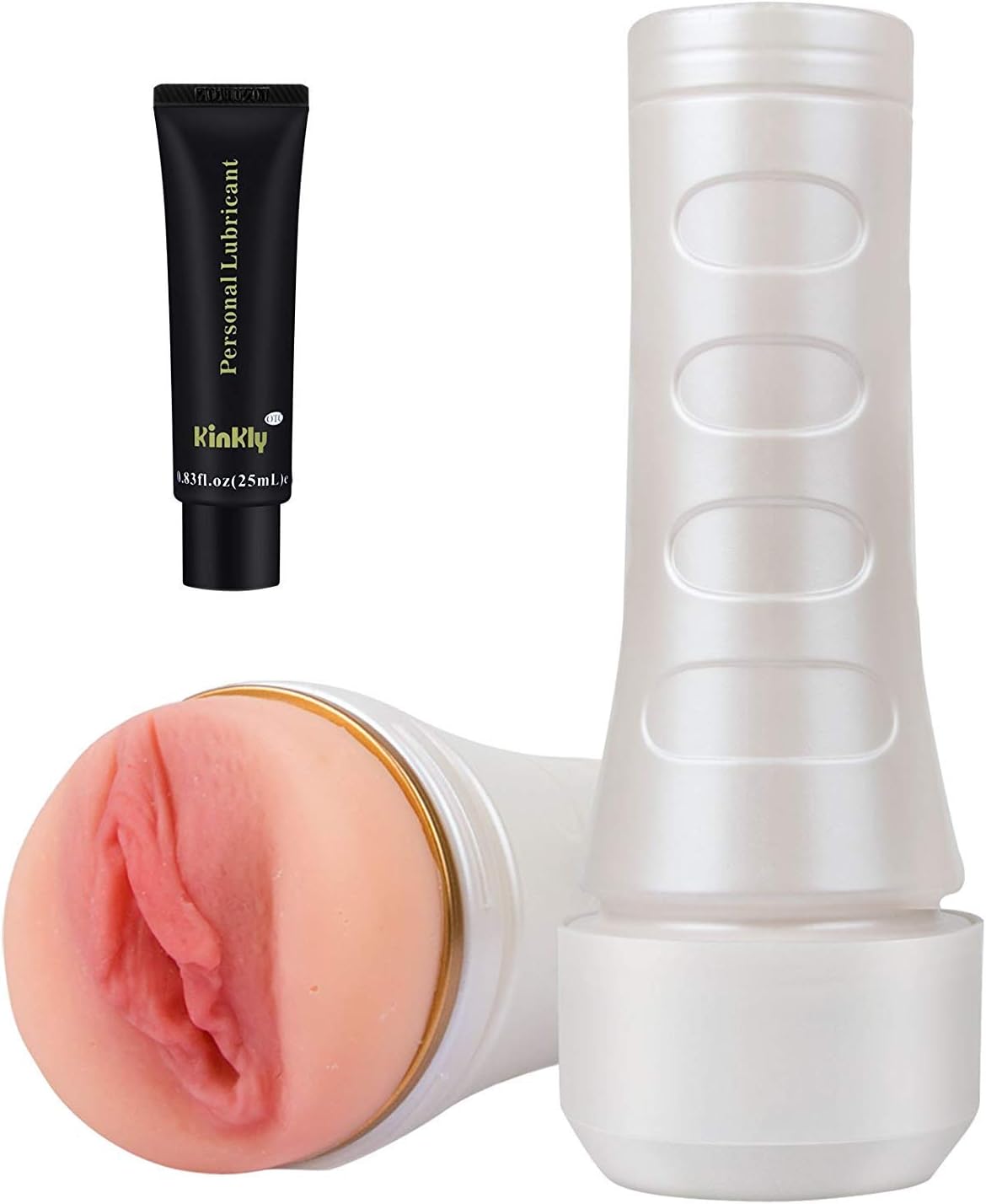 Male Cup Masturbator, Riodong 3D Realistic Vagina Masturbator Stroker Pocket Pussy Sex Toys for Male Masturbation (White)