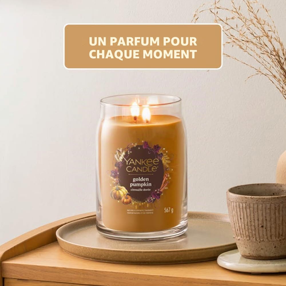 Yankee Candle Bougie parfumée dans un verre (grande) Golden Pumpkin - Bougie signature « Collection automne 2025 » - Durée de combustion : jusqu'à 90 heures