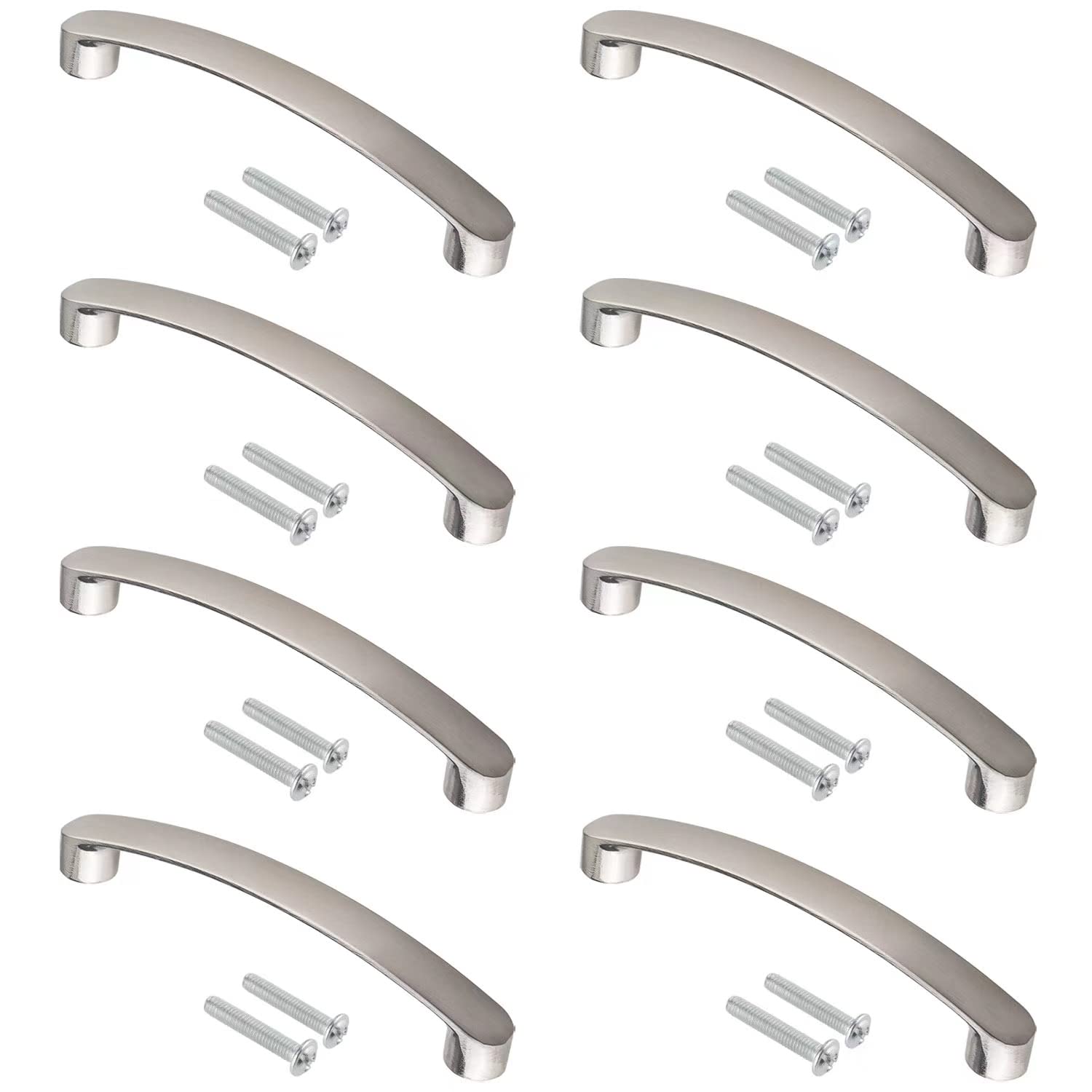 Unvtap 8 Pack Silver Cupboard Handles, Kitchen Door Handles 96mm Hole Centre with Screws, Drawer Handles, Wardrobe