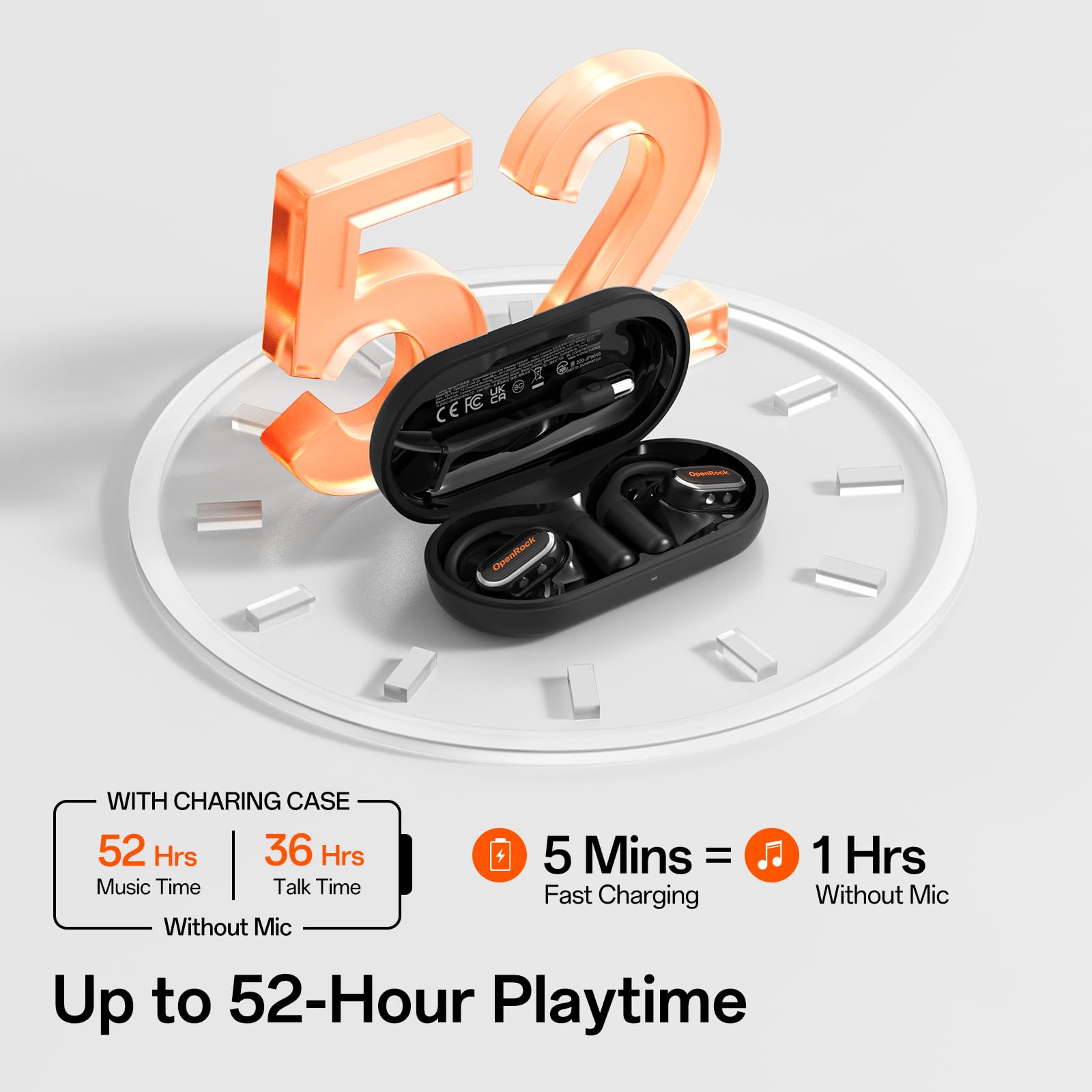 Link 20 Cuffe Bluetooth Aperto Ear con Microfono Boom Rimovibile 5 Mik Cancellazione del Rumore durante le Chiamate, Batteria 52 Ore Impemeabile lPX7, Cufne Senza Fili per Lavoro, Call