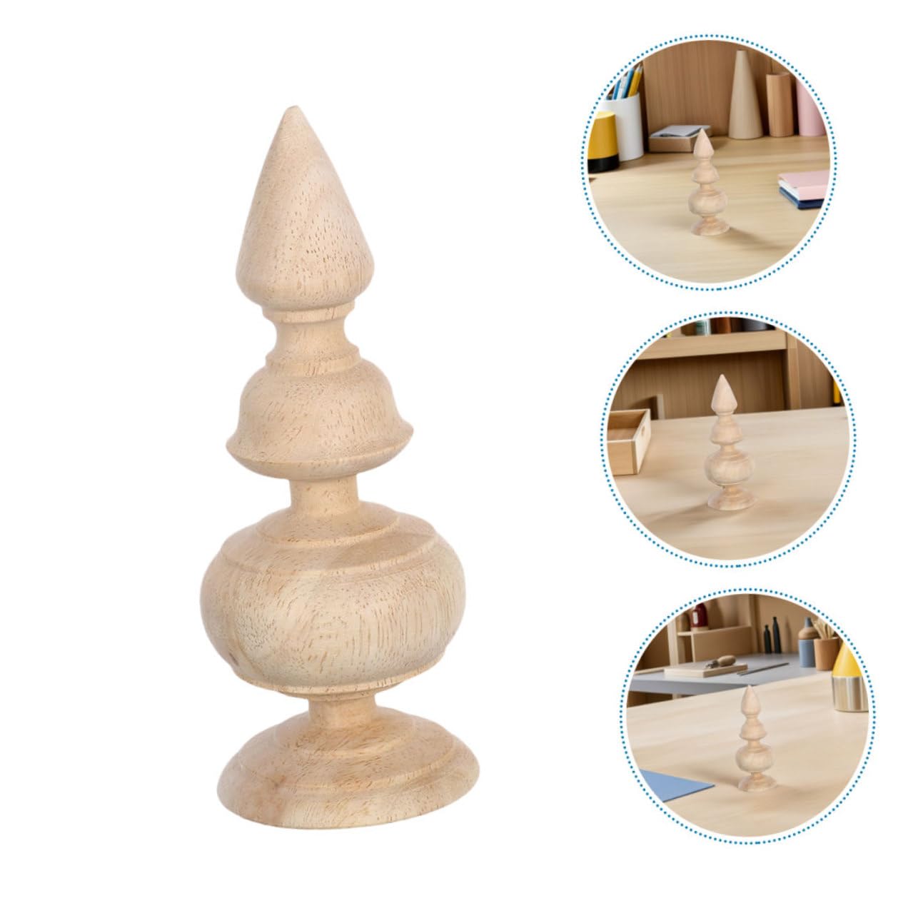 HOMSFOU Remates Decorativos y Barras de Cortina 2 Piezas de Madera sin Terminar Superficie Lisa y Tallado Fino para Postes de Cama para Decoración Interior DIY