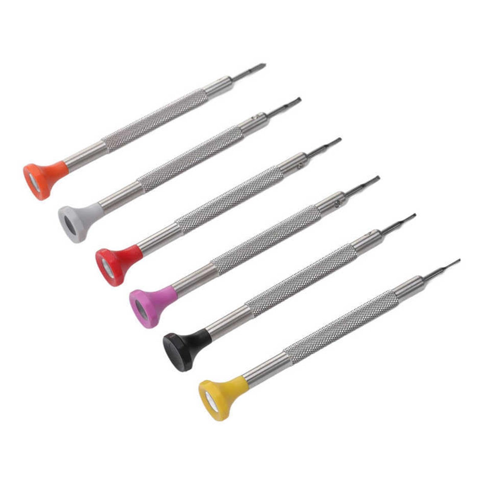 Oshhni Juego de destornilladores para relojes, herramienta de reparación de relojes, mango ergonómico, multiusos, portátil, precisión de 0,8-1,8 mm para