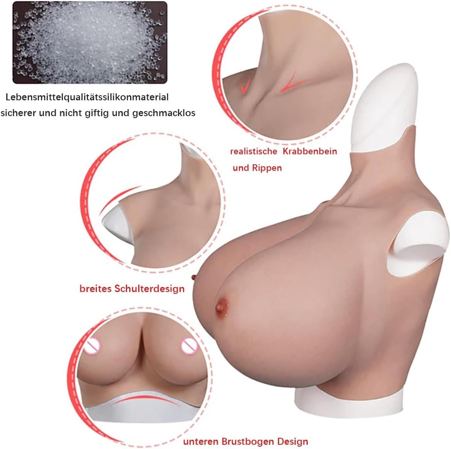 Enorme Seno Coppa H K S Z Cuscinetti in Silicio Placca Pettorale per Cosplay Crossdresser Drag Queen, Beige Baumwollfüller, K Cup Baumwollfüller