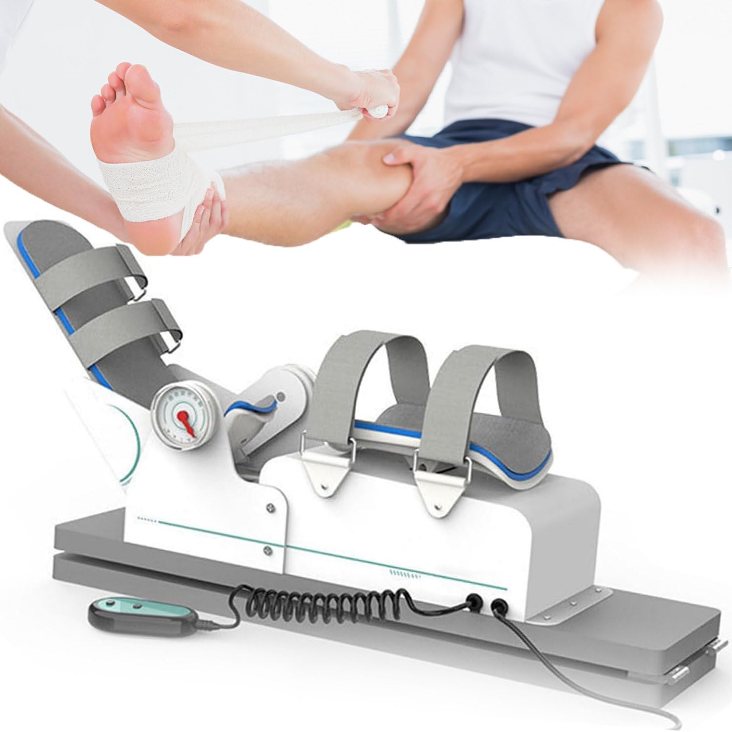 Elektryczne urządzenie do treningu stawu skokowego, Trener rehabilitacji stawu skokowego, Ze skalą kąta/pilotem, Regulowany trening pełnego kąta 80°, Ergonomiczna konstrukcja
