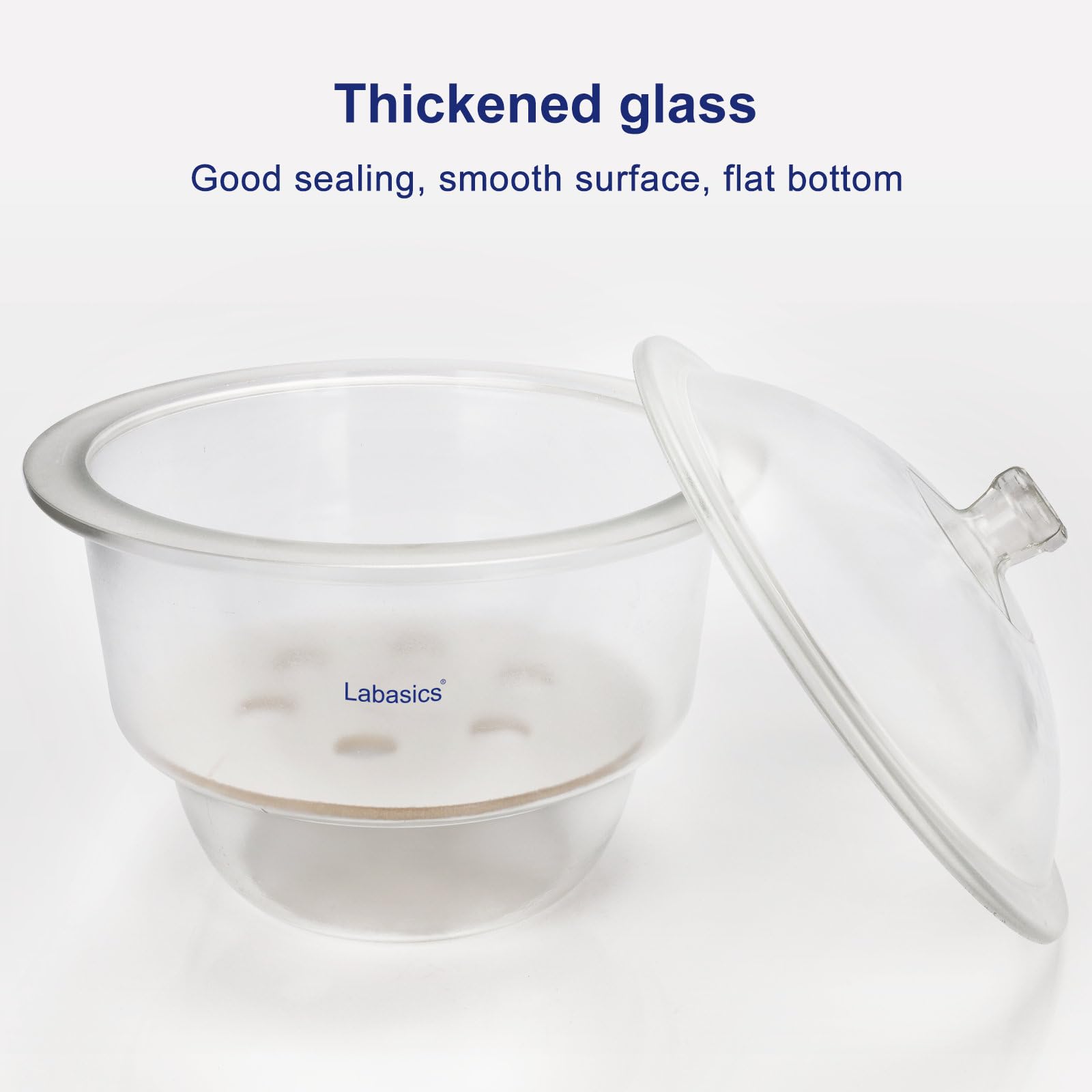 Labasics Essiccatore in Vetro con Coperchio a Pomello e Piastra in Porcellana, Contenitore Tondo per Stoccaggio a Secco Non Sottovuoto per Campioni di Laboratorio e Materiali Attivi, 300 mm I.D.
