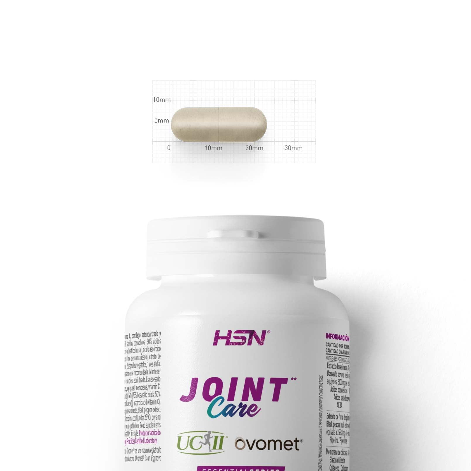 HSN Joint Care – Colágeno UC-II® – 120 Cápsulas Vegetales | Con Boswellin®, Ovomet®, BioPerine®, vitamina C y manganeso que contribuye a la formación normal del tejido conectivo