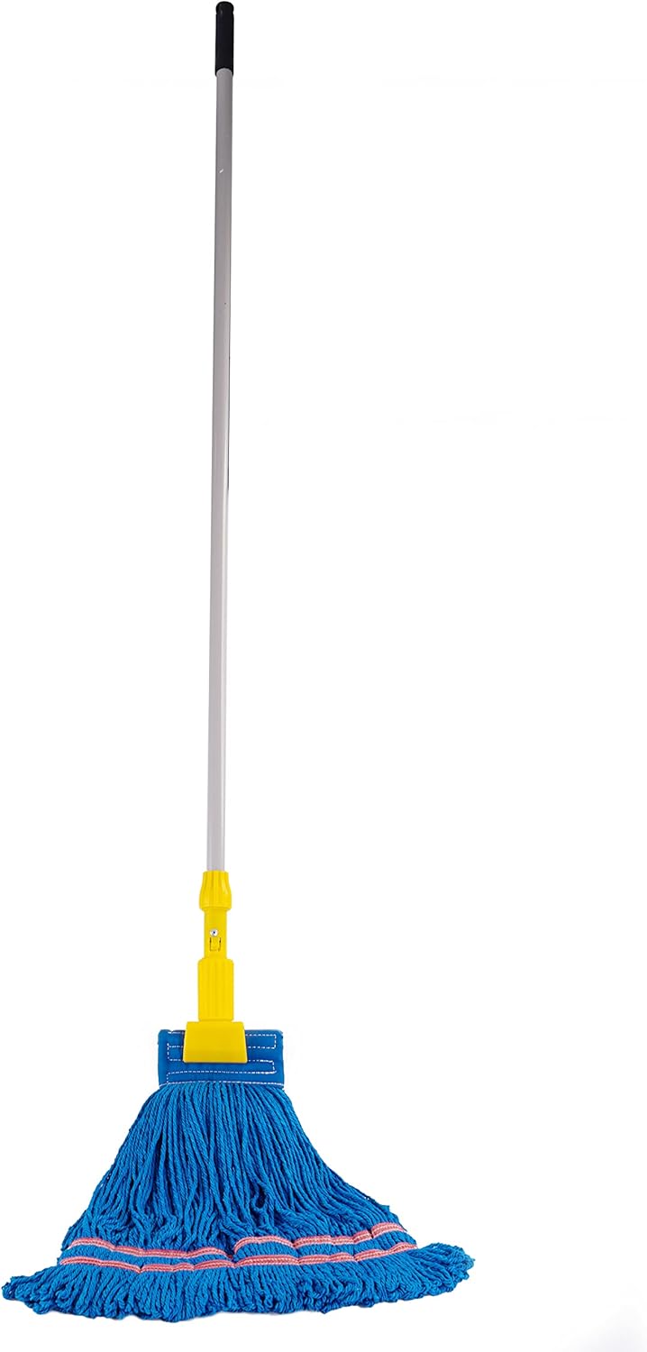 Matthew Cleaning Microfiber String Mop Heavy Duty Commercial Wet Mop Head Replacement,Excellent Absorbency,Premium Launderability,Reusable for Home,Commercial and Industrial Use(Blue,12Pack)
