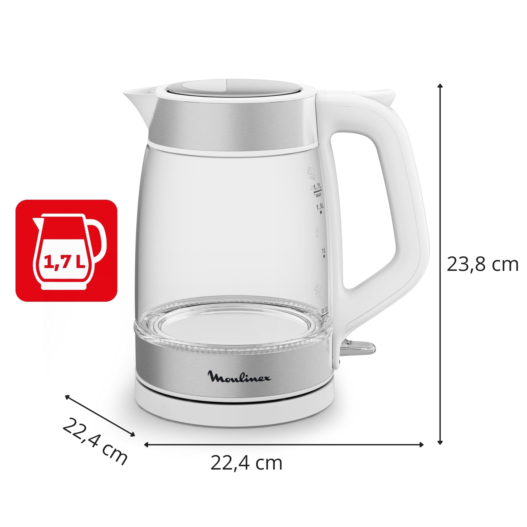 Moulinex Bouilloire Électrique 1,7 L Verre, BY6R5130