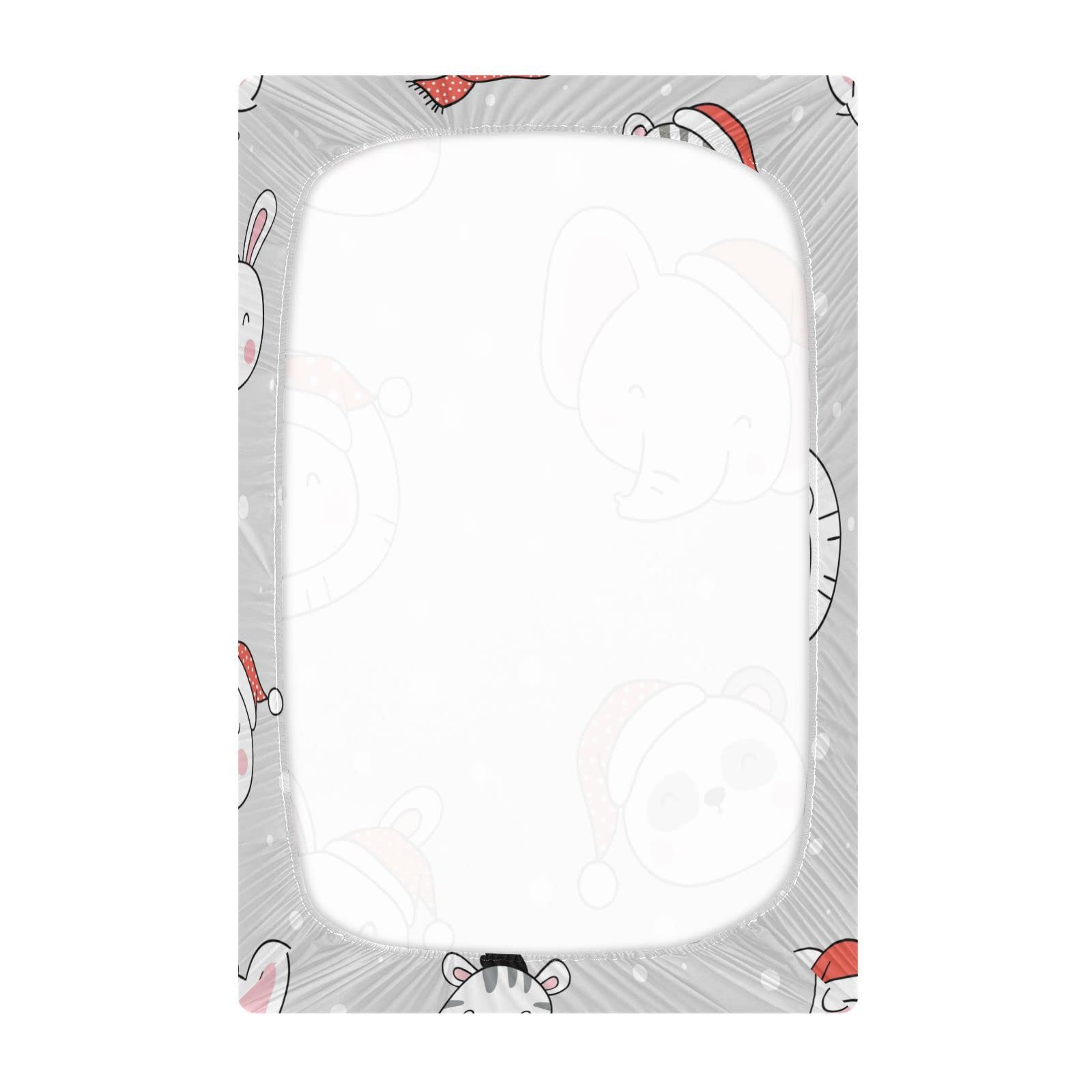 JUMBEAR Cute Elephant Panda Baby Cot Bed Fitted Sheets 132×71cm,Soft and Breathable Baby Fitted Crib Sheets for Boys and Girls Soft,Travel Cot Sheets-Christmas Elephant Panda - Image 2