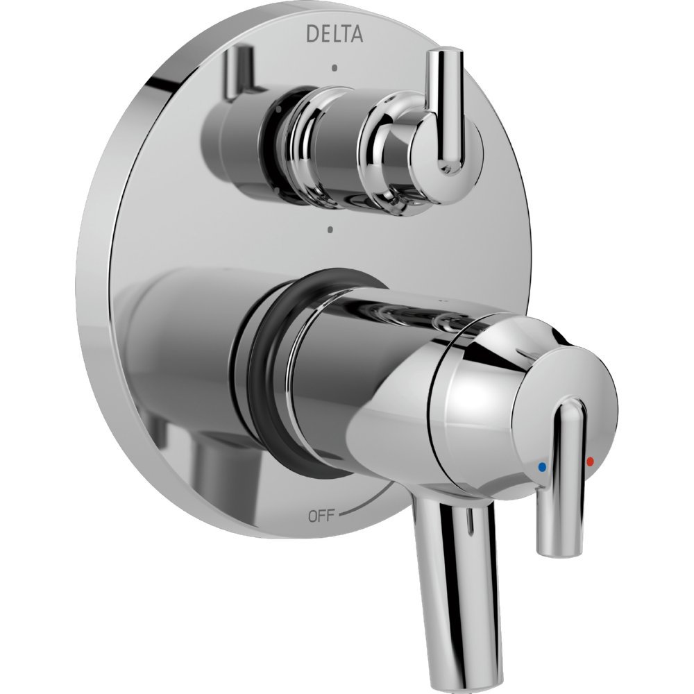 DELTA FAUCET T27T959, Chrome Trinsic Contemporary TempAssure 17T Series Valve Trim with 6-Setting Integrated Diverter Chrome 6-Setting