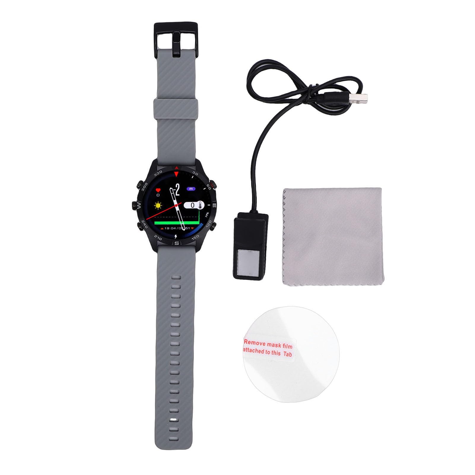 Drfeify Montre de Plongée Intelligente, Alliage de Zinc et Silicone, Ordinateur de Plongée étanche jusqu'à 100 M avec Capteur de Profondeur et Baromètre pour Les Activités sous-Marines