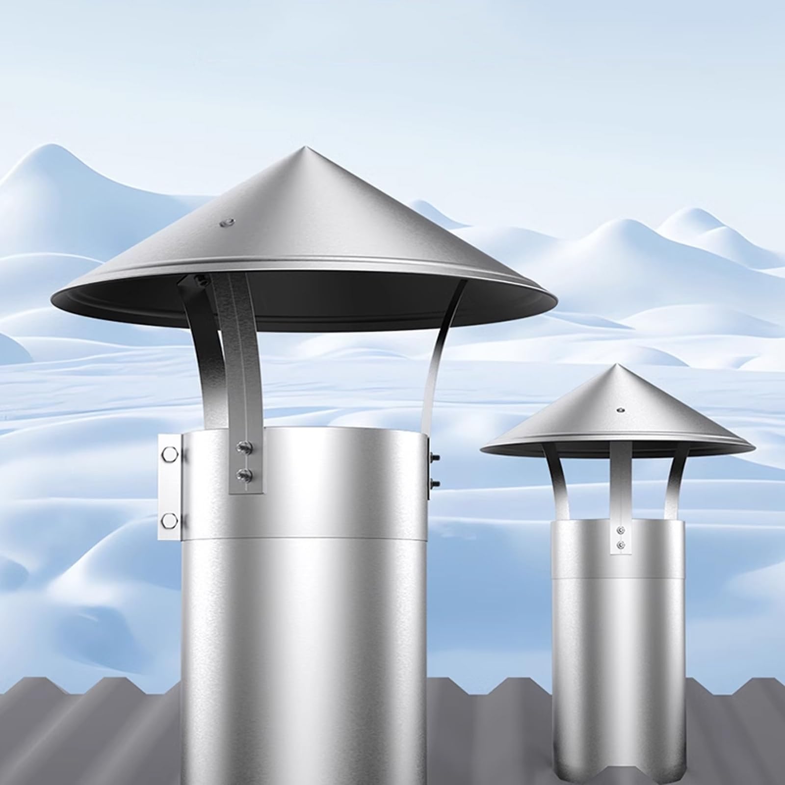 YFBCMXSKG Stainless Steel Chimney Cap,Conical Chimney Cap for Outside 6" 8" 10" 12" Ventilation Cover with Fastening Device Reinforced Design, Not Afraid of Strong Wind and Rain(3.5in*9.8in)