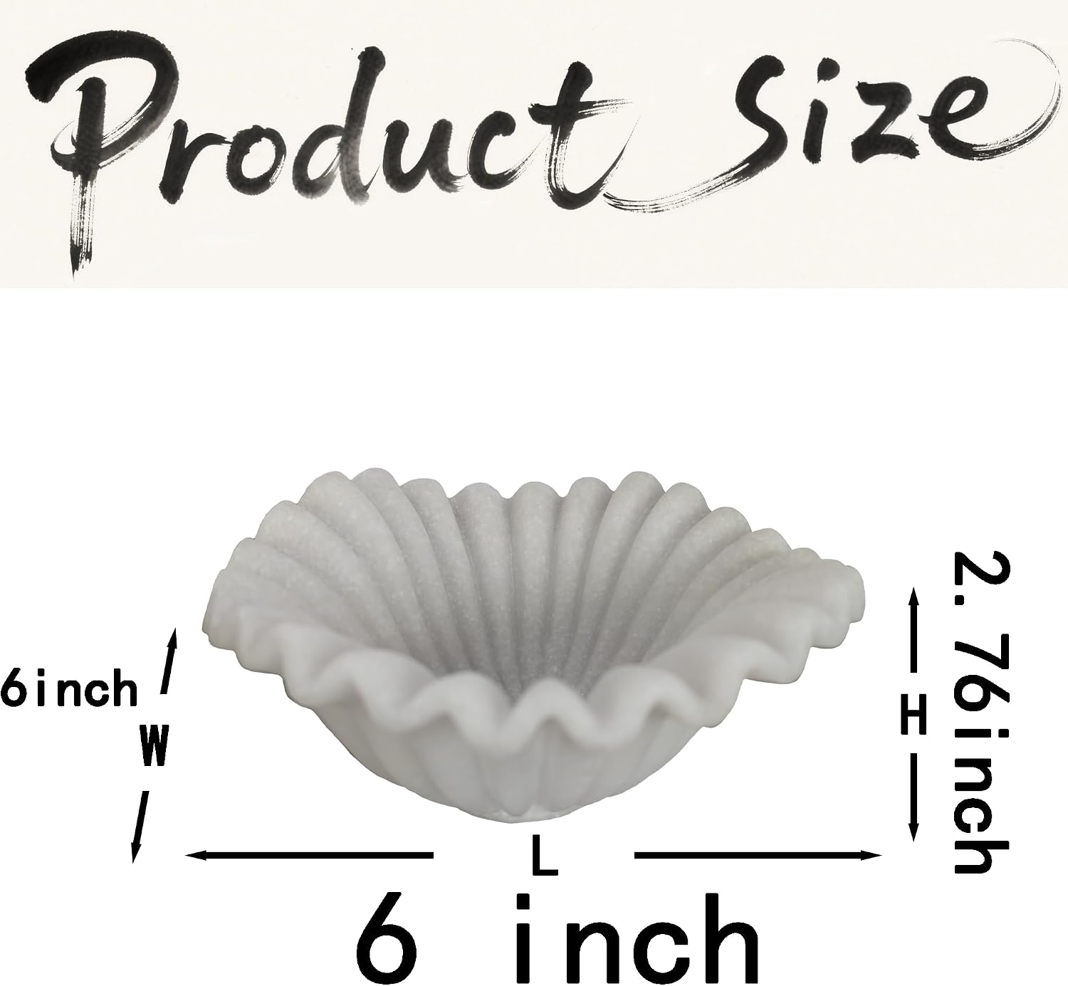 Small Decorative Bowl decor, Scalloped Pedestal Bowls for Modern Home Decor,Ruffle Decor,Stylish Key Bowl for Entry Table,Decorative Fruit Bowl for Kitchen Counter,Artificial Stone Milky White image 5