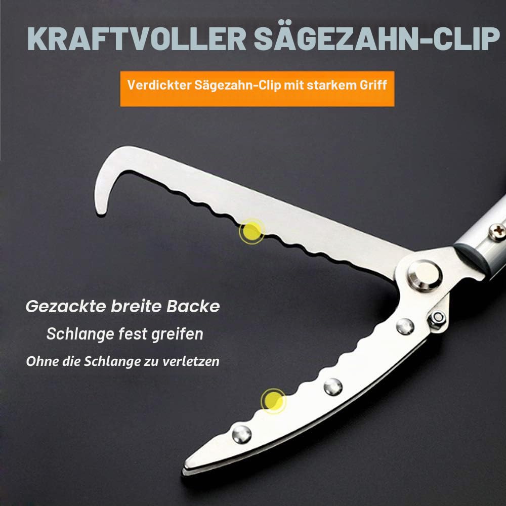150cm ausziehbare Schlangenzange für Reptilien, Rassel, Schlangenfänger, breite Backen, mit Schloss und komfortablem Griff