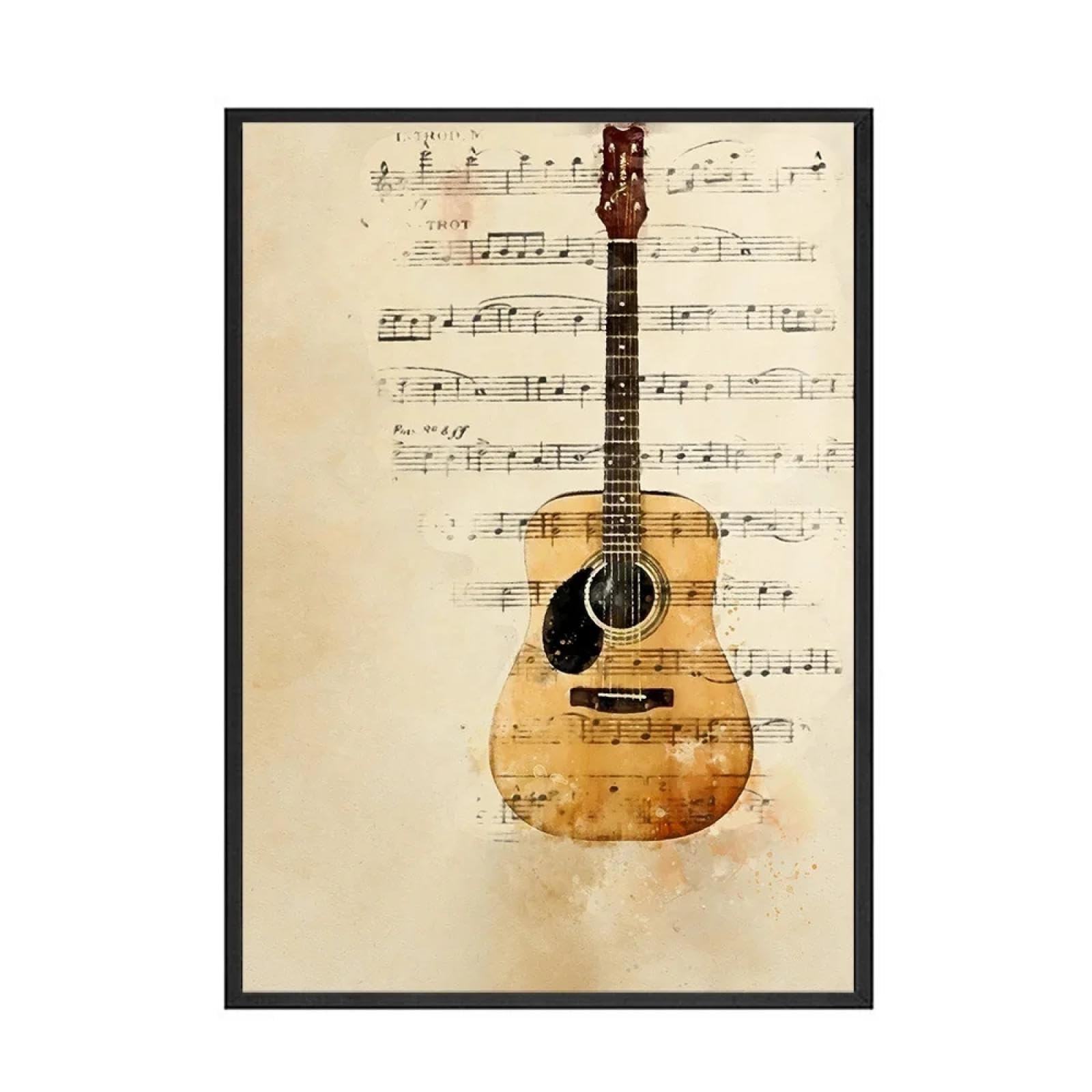 BMGKYAGL Poster di strumenti musicali in stile vintage, stampa su tela, stampa di pianoforte, pittura artistica da parete, nota musicale, arredamento nordico per la casa, cornice 60x90cm