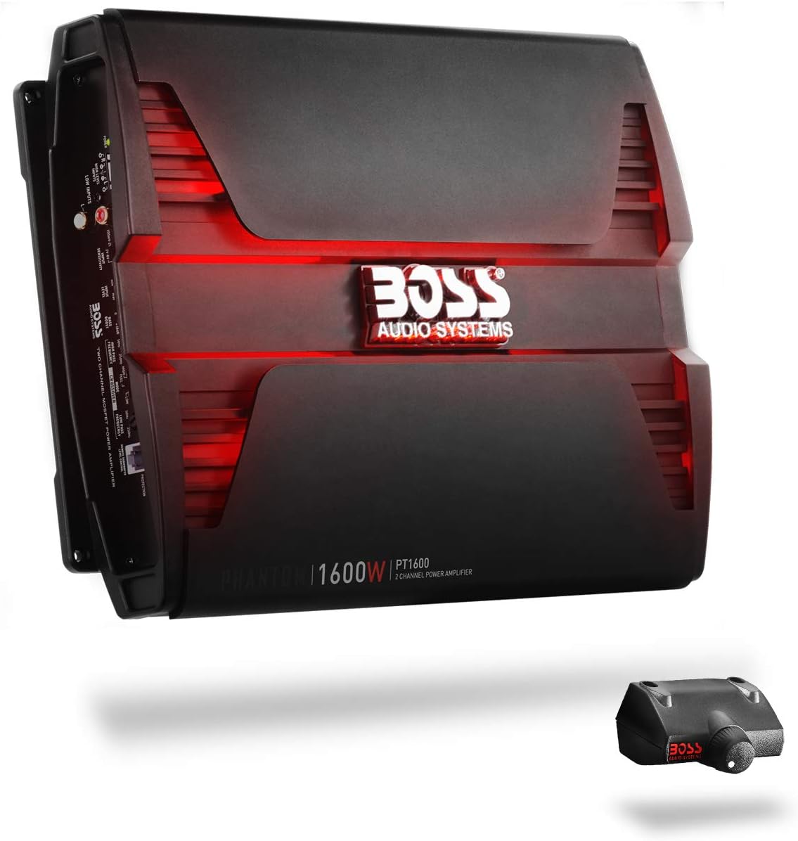 PT1600 Phantom Series Car Stereo Amplifier – 1600 High Output, 2 Channel, Class A/B, 2/4 Ohm, High/Low Level Inputs, High/Low Pass Crossover, Full Range, Mosfet, Bridgeable
