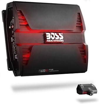 مضخم صوت ستيريو للسيارة من سلسلة فانتوم PT1600 من BOSS Audio Systems، خرج عالي 1600، قناتان، فئة A/B، 2/4 أوم، مدخلات عالية/منخفضة المستوى، كروس أوفر عالي/منخفض التردد، نطاق كامل، Mosfet، قابل للتوصيل