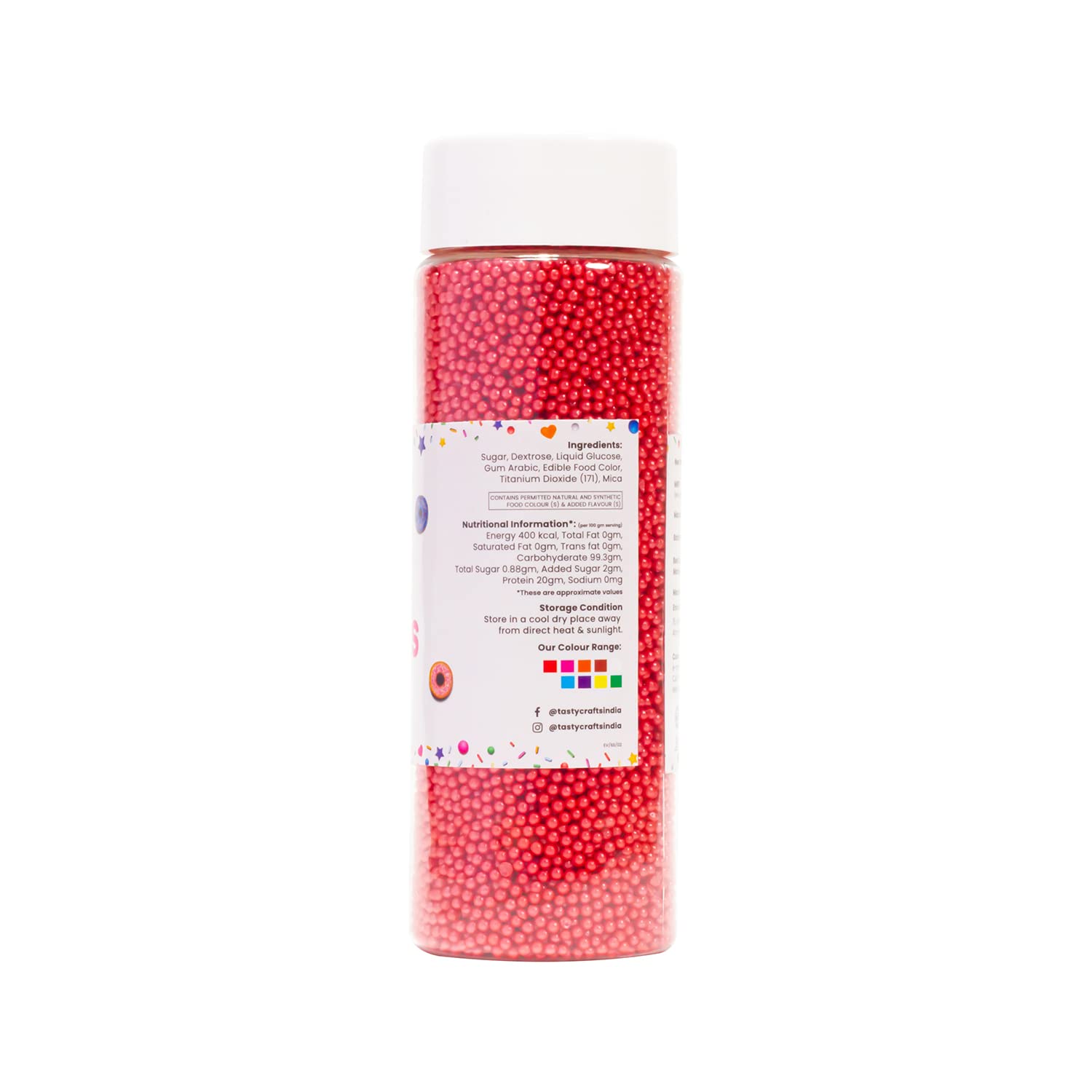 Tastycrafts Bakestable Colour Balls | Baking Edible Metallic Pearl Balls | Sprinkles Decoration for Cake Cupcake Cookie Ice Cream Toppers Décor | Coloured Sugar Confectionery | 100 gm (Red) - Image 3 thumbnail