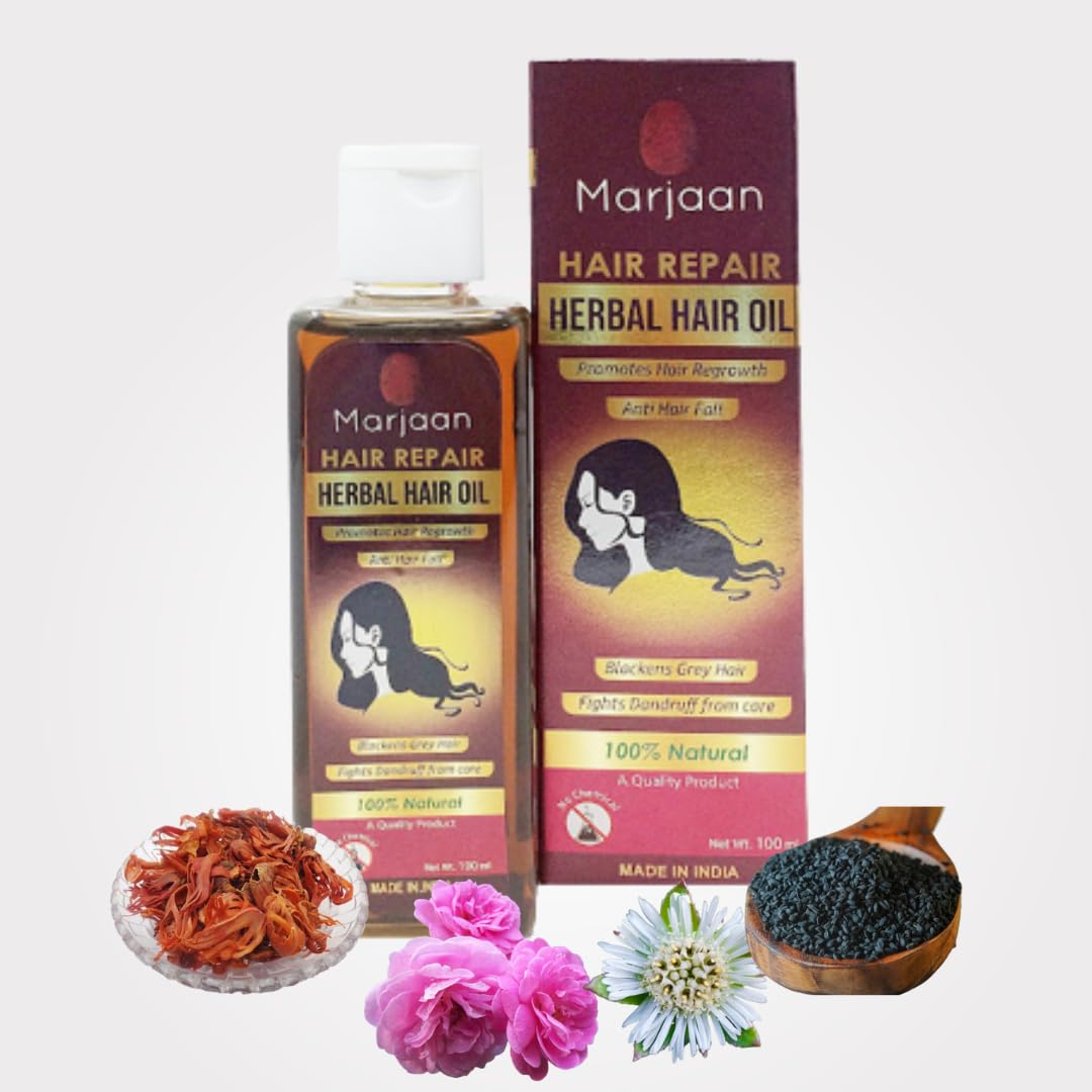 Marjaan Herbal Hair Oil | Pack Of 3 | Reduces Hair Fall & Dandruff | Promotes Hair Growth | 100 Ml