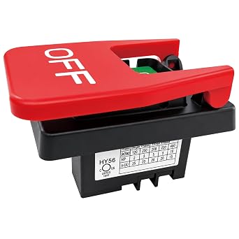 HY56 Universal 120V/230V Single-Phase Emergency Stop Switch for Woodworking Machinery & Industrial Equipment - 2-Pole Electromagnetic Motor Control Compatible with KEDU HY56 Model