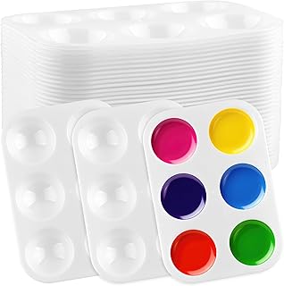 30 Pack White Art Paint Tray Palette 6 Well Rectangular Watercolor Palette Paint Holder Tray Paint Tray for Student Adult Painting Party Art Painting DIY Craft