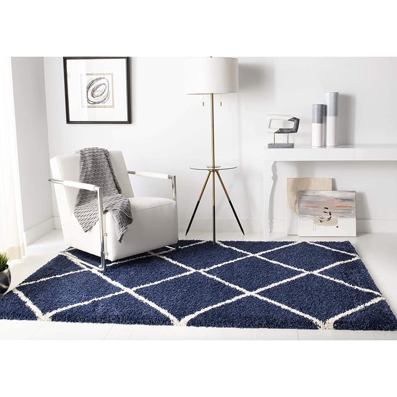 Image of Shaggy Area Rug for Living Room and Bedroom 3X5 FT Soft Plush Floor Carpet with Fluffy Texture, Modern Decorative Rug,Bedside and Indoor Spaces,Ivory-Blue