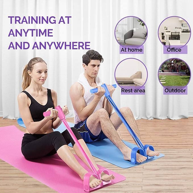 Image of Multifunction Tension Rope, 6-Tube Elastic Yoga Pedal Puller Resistance Band, Natural Latex Tension Rope Fitness, for Abdomen /Waist /Arm /Leg Stretching Slimming Training