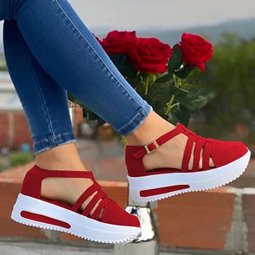 Miniatura 3 de Dbzhuyn Sandalias de cuña para mujer cómodas sandalias de plataforma para mujer sandalias de plataforma sin cordones sandalias de cuña casuales de