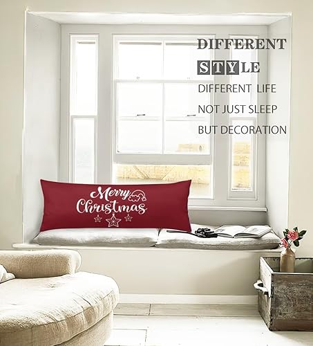Miniatura 4 de Funda de almohada corporal de Feliz Navidad, de invierno, vacaciones, rectangular, larga, con cremallera, fundas de almohada decorativas suaves y