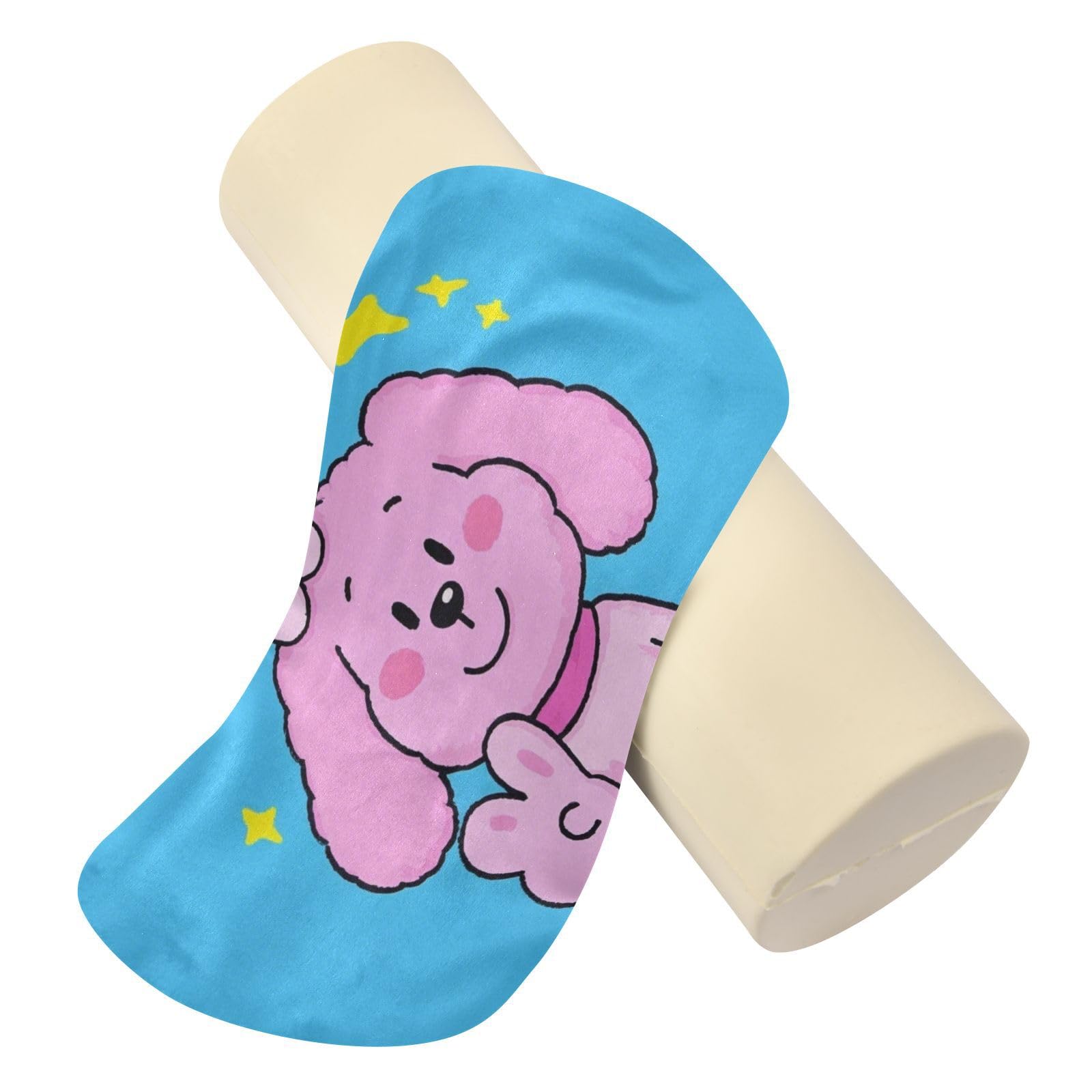 EtherSpher Cartoon Cute Pink Dog Decorative Roll Pillow for Neck Support Cylinder Neck Roll Pillow Roller Massage Bed Lumbar Roll Support Pillow soporte para el Cuello