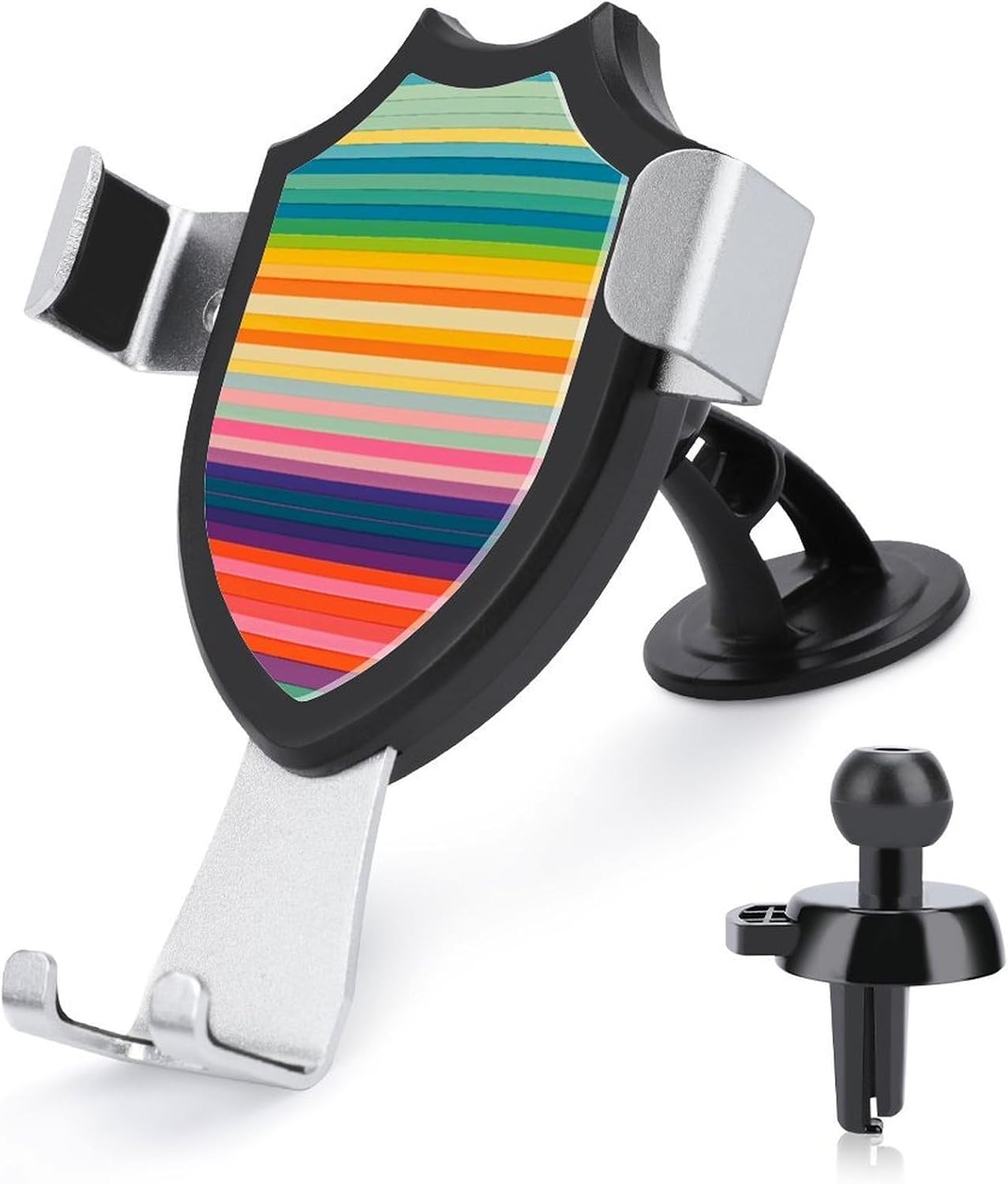 Car Phone Holder Strongest Suction Phone Holder Mount Adjustable Multicolored Stripes Cell Phone Holder for Windshield Dashboard Air Vent