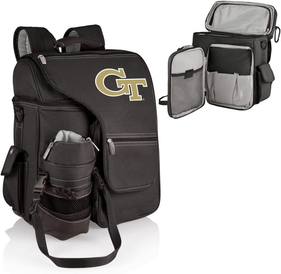 PICNIC TIME NCAA Georgia Tech Yellow Jackets Turismo Backpack Cooler with Water Bottle Carrier - Soft Cooler Backpack - Travel Cooler Bag